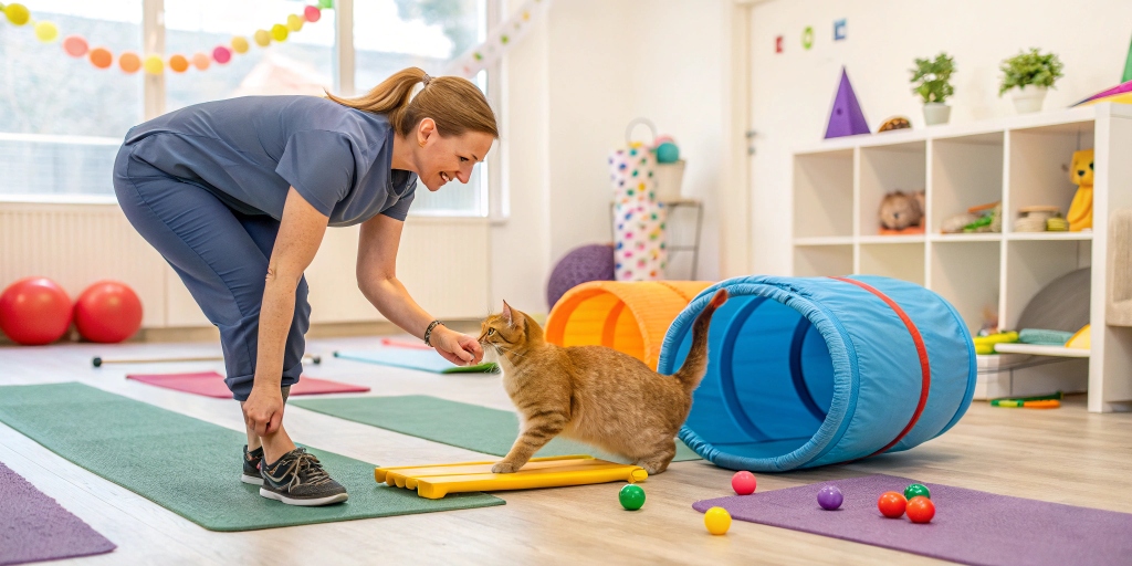 Anna Verdi training a cat
